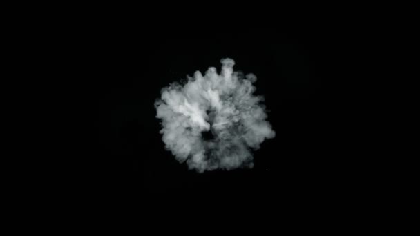 Супер повільний постріл круглий дим вибух до камери ізольовано на чорному зі швидкістю 1000 кадрів на секунду. Знято з високошвидкісною кінокамерою, 4K. - Кадри, відео