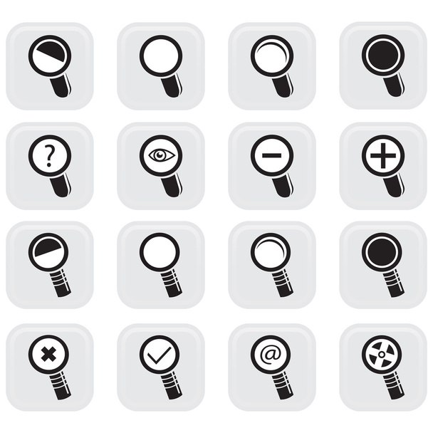 Set de Iconos de Lupa y Zoom
 - Vector, Imagen