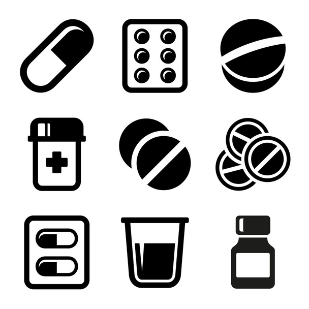 Pills and Capsules Icons Set - Vektor, obrázek