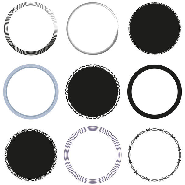 set of grunge circle brush. Vector illustration. EPS 10. Stock image. - Vector, Image