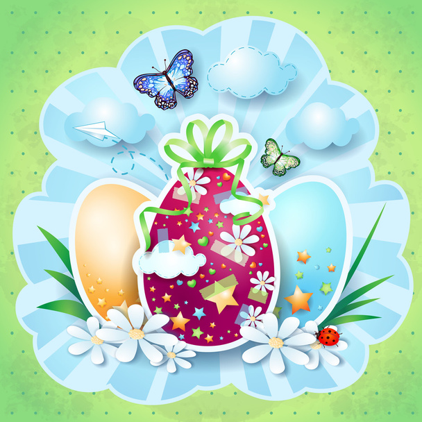 Easter background with eggs - Vector, Image
