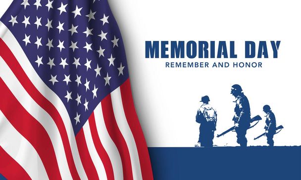 Memorial Day Background Design. Honoring All Who Served. Vector Illustration. - Vector, Imagen
