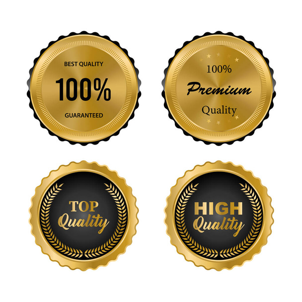 Luxusní zlaté odznaky a etikety prémiové kvality produktu.  - Vektor, obrázek