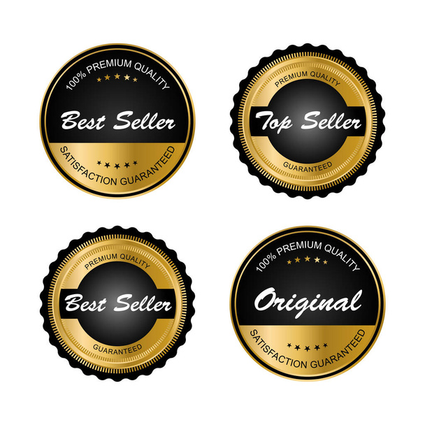 Luxury golden seal badges and labels sales quality product. vector illustration - Vector, Image