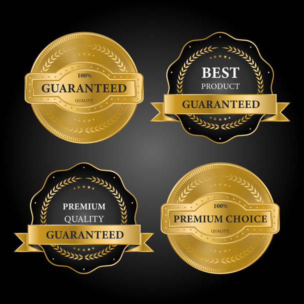 Gouden etiketten premium kwaliteit collectie - Vector, afbeelding