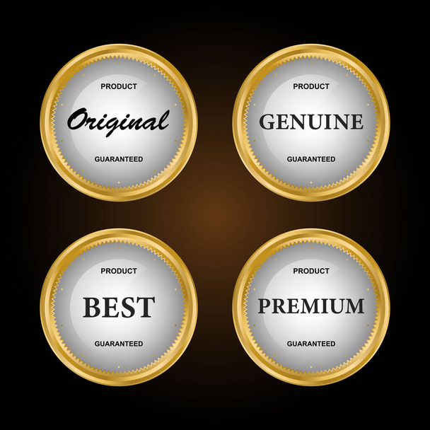 Luxury gold badges and labels premium quality product. vector illustration - Vector, Image