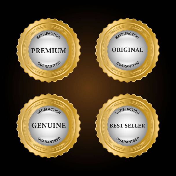 distintivi d'oro di lusso ed etichette prodotto di qualità premium. illustrazione vettoriale - Vettoriali, immagini