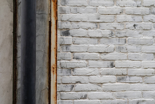 Textura, ladrillo, pared, se puede utilizar como fondo. Textura de ladrillo con arañazos y grietas. Fondo texturizado pared de ladrillo blanco viejo abstracto. - Foto, Imagen