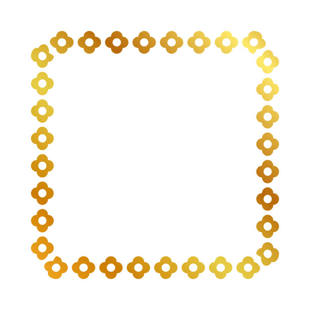 kehys kulta kultainen kukka neliö, yksinkertainen vektori eristetty valkoinen - Vektori, kuva