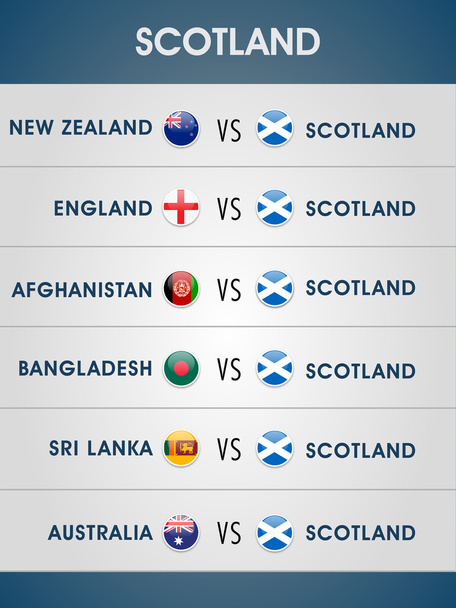 Calendario delle partite di cricket 2015 della Scozia
. - Vettoriali, immagini