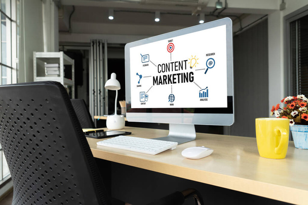 Περιεχόμενο μάρκετινγκ για modish online επιχειρήσεις και το ηλεκτρονικό εμπόριο στρατηγική μάρκετινγκ - Φωτογραφία, εικόνα