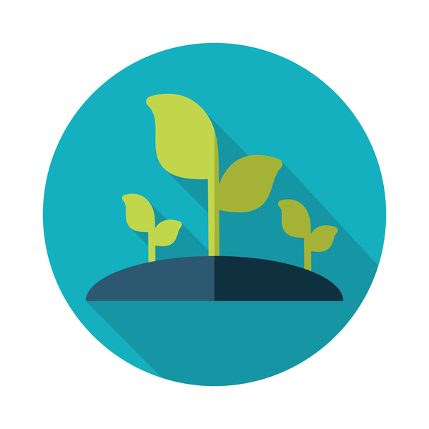 Plant sprout flat icon with long shadow - Vector, Image