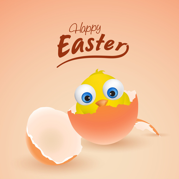 Cute chick for Happy Easter celebration. - Vector, imagen
