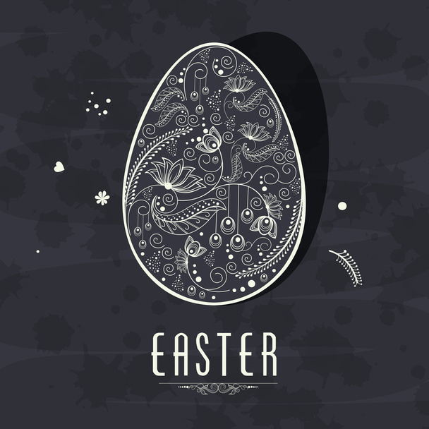 Floral egg for Happy Easter celebration. - Vetor, Imagem