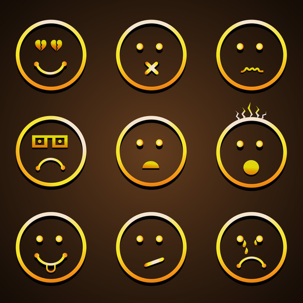 Smiley set with different expressions. - Vector, Image