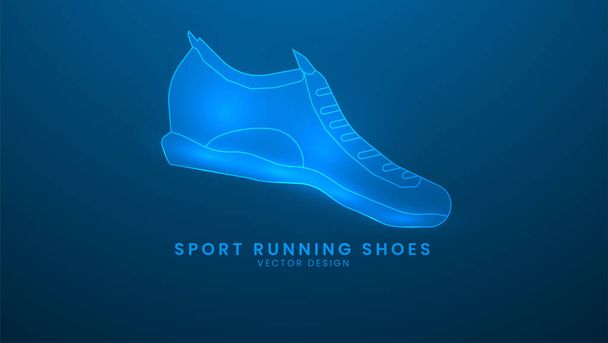 Sportowe buty do biegania. Trening sportowy i sprzęt gimnastyczny. Ilustracja wektora z efektem światła i neonem - Wektor, obraz