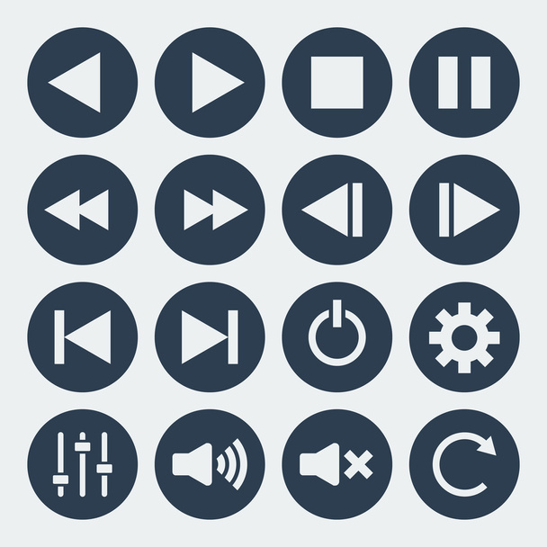 music control icons set. - Vector, Image