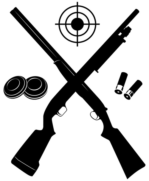 Vektor-Ziel mit zwei Schrotflinten und Munition und Platten - Vektor, Bild