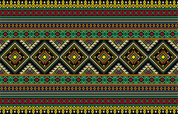 Patrón geométrico étnico oriental sin costura tradicional Diseño para fondo, alfombra, papel pintado, ropa, envoltura, Batik, tela, vector, ilustración, estilo de bordado. - Foto, imagen