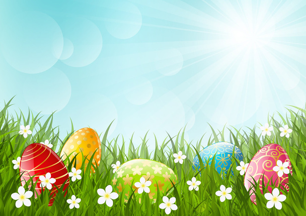 Coloridos huevos de Pascua - Vector, Imagen
