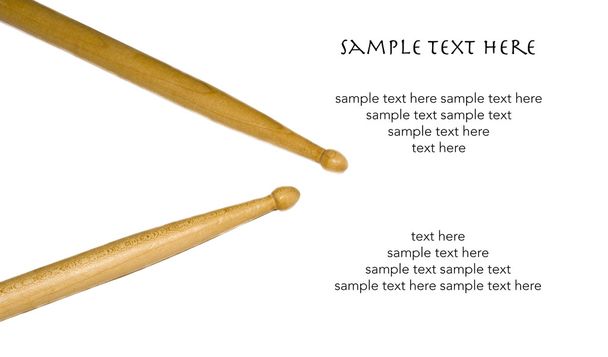 Izolované Drum Sticks s textem na bílém pozadí - Fotografie, Obrázek
