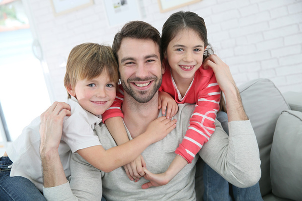 Cheerful daddy with kids - Photo, Image