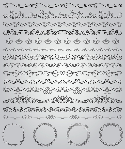 Black Hand Drawn Doodle Borders and Frames - Διάνυσμα, εικόνα