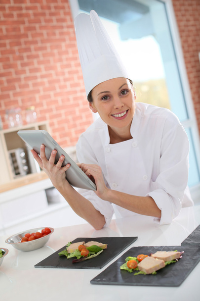 Cook using digital tablet - Fotó, kép