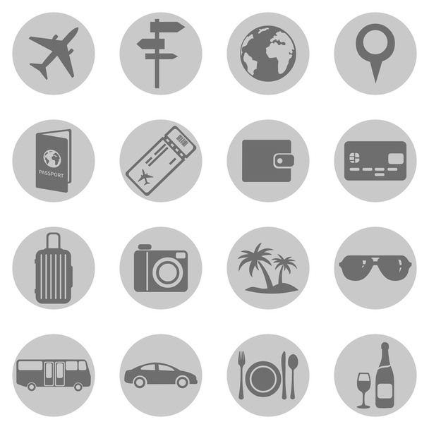 Conjunto de iconos de viajes y vacaciones
 - Vector, imagen