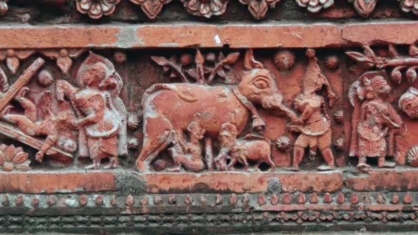 Ulkopuolella yksityiskohtia kaunis Pancharatna Govinda Hindu temppeli Puthia, Bangladesh
. - Materiaali, video