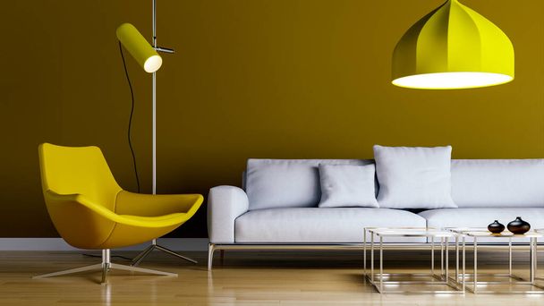 Amplios interiores luminosos modernos de lujo Ilustración de maqueta de sala de estar Imagen generada digitalmente por computadora 3D - Foto, Imagen