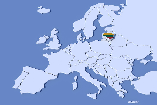 Mapa de Europa Relieve 3D Lituania bandera colores
 - Foto, imagen