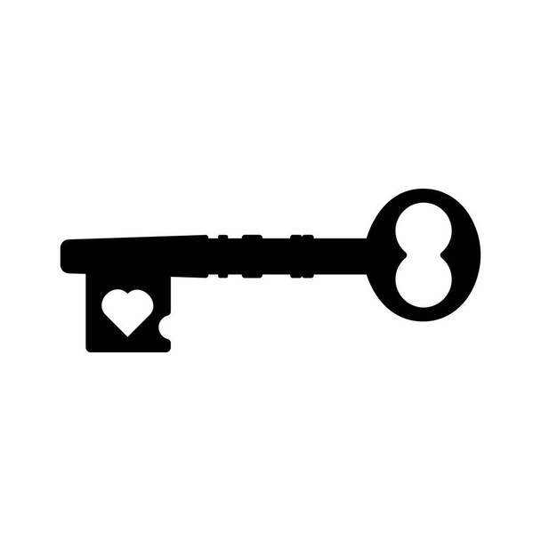 Vintage Key Silhouette. Black and White Icon Design Elements on Isolated White Background - Vector, Image