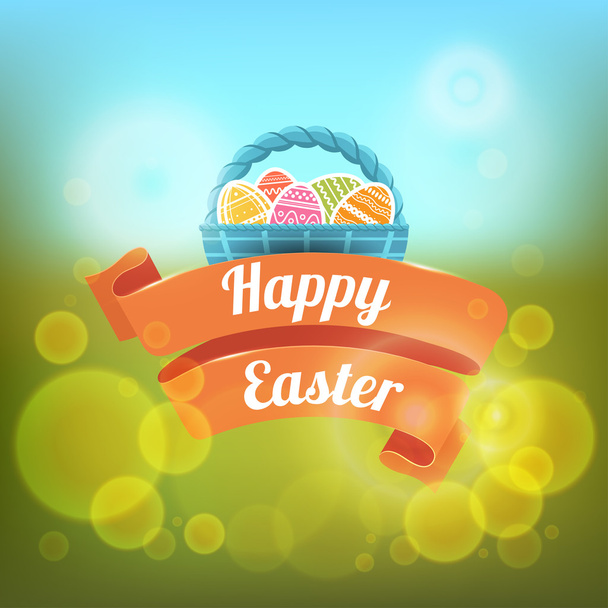Happy Easter. Vector illustration on a blurred background. - Vecteur, image
