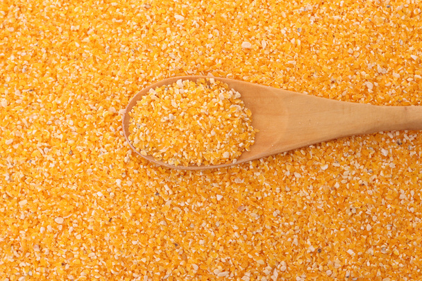 Corn grits and spoon - Photo, Image