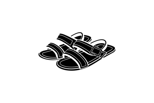 Yürüyüş Ayakkabıları ve Ayakkabı Düz Renk Simgesi seti beyaz arkaplan düz renk vektör resimleme mükemmel - Vektör, Görsel