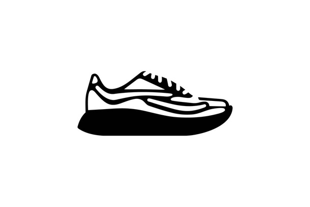 Blaue Sportschuhe und Schuhe Flache Farbe Icon-Set isoliert auf weißem Hintergrund flache Farbvektor Illustration Pixel perfekt - Vektor, Bild