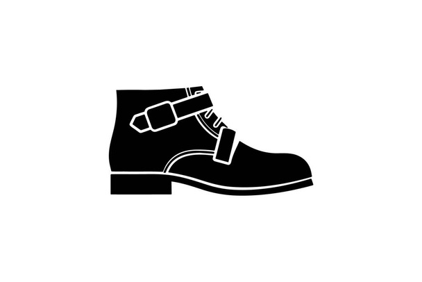 Kahverengi Monk Bot Kayışı Ayakkabıları ve Düz Renk Simgesi seti beyaz arkaplan düz renk çizimi mükemmel - Vektör, Görsel