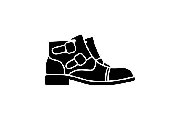 Monk Strap Boots Schoenen en schoenen Flat Color Icon set geïsoleerd op witte achtergrond vlakke kleur vector illustratie Pixel perfect - Vector, afbeelding
