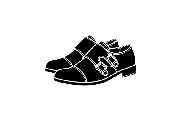 Brown Monk Strap Boots Schoenen en schoenen Flat Color Icon set geïsoleerd op witte achtergrond platte kleur vector illustratie Pixel perfect - Vector, afbeelding