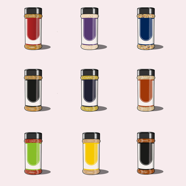 een verzameling grafische illustraties van flessen met verschillende inhoud, zoals zand, geschikt voor degenen onder u die soortgelijke producten hebben en een flesontwerp nodig hebben voor de verpakking. - Vector, afbeelding