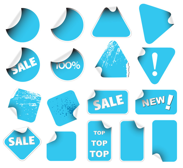 Set de etiquetas azules insignias y pegatinas
 - Vector, Imagen