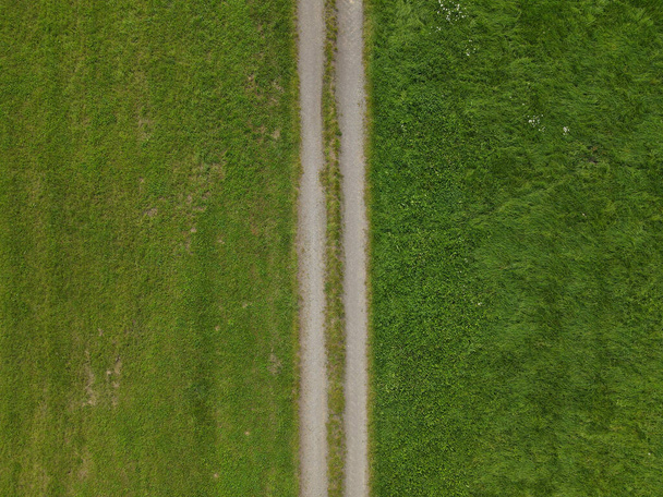 View of a field way in the landscape from above  - Photo, Image