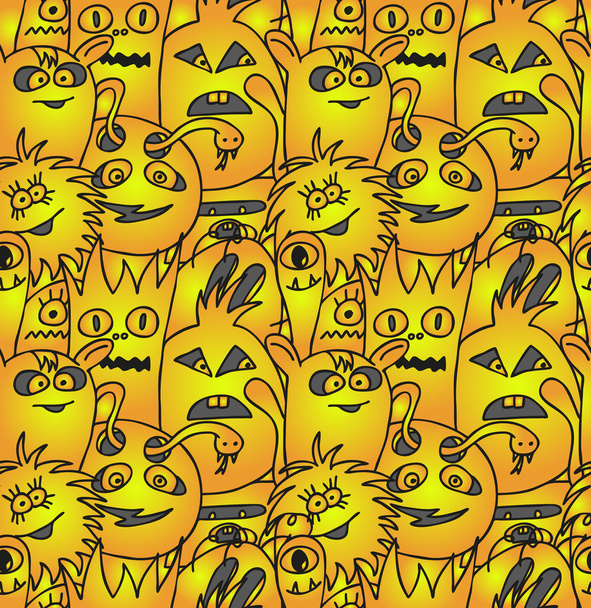 Funny monsters seamless vector pattern - Vector, afbeelding