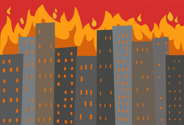 Stadt in Flammen - Vektor, Bild