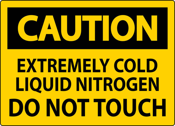 Voorzichtigheidsteken extreem koud vloeibaar stikstof Niet aanraken - Vector, afbeelding