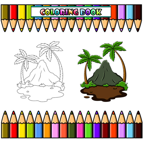 Vulkaan berg voor kleurboek - Vector, afbeelding