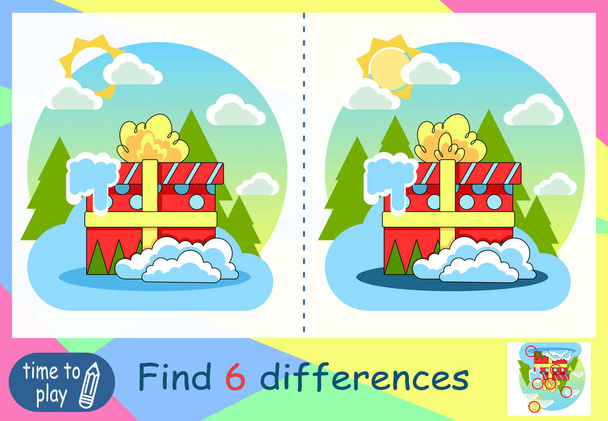 children's educational game. logic game. coloring book. find the difference. New Year. Christmas. New Year's gift - Vector, Image