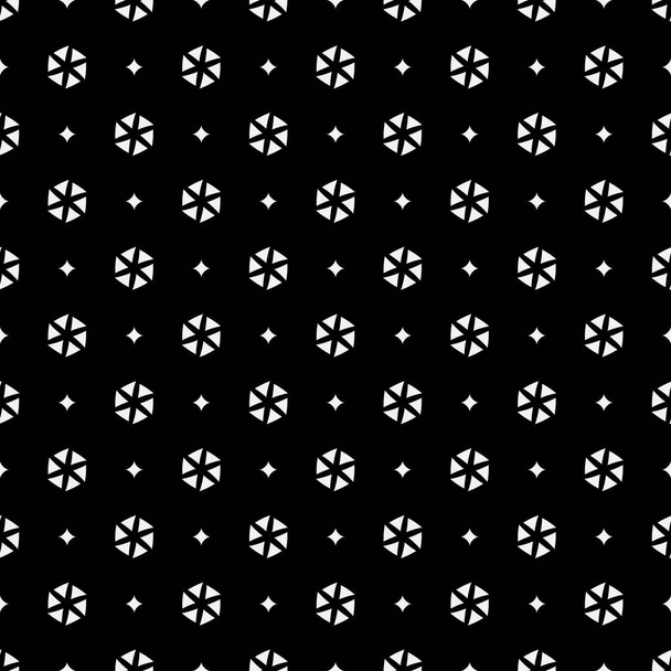 Vector minimalist geometric seamless pattern with small shapes, diamonds. Black and white background. Modern minimal monochrome geo design. - Vector, Image