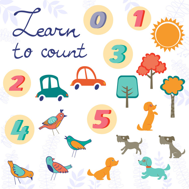Learn to count concept set of cute graphic elements - ベクター画像